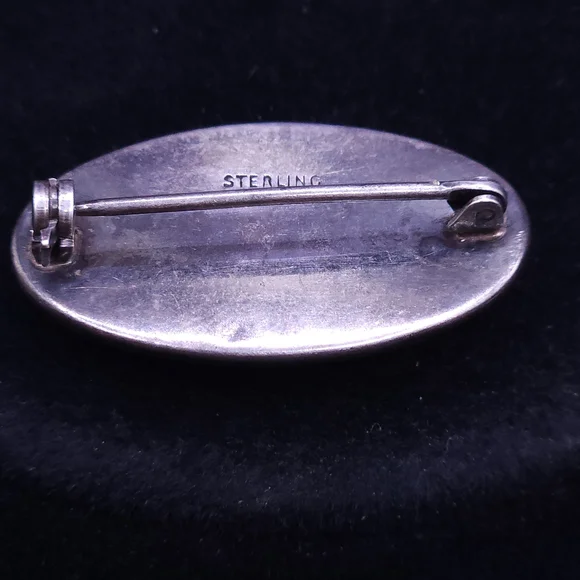 vintage sterling silver blue glass star brooch pin. - Picture 4 of 6